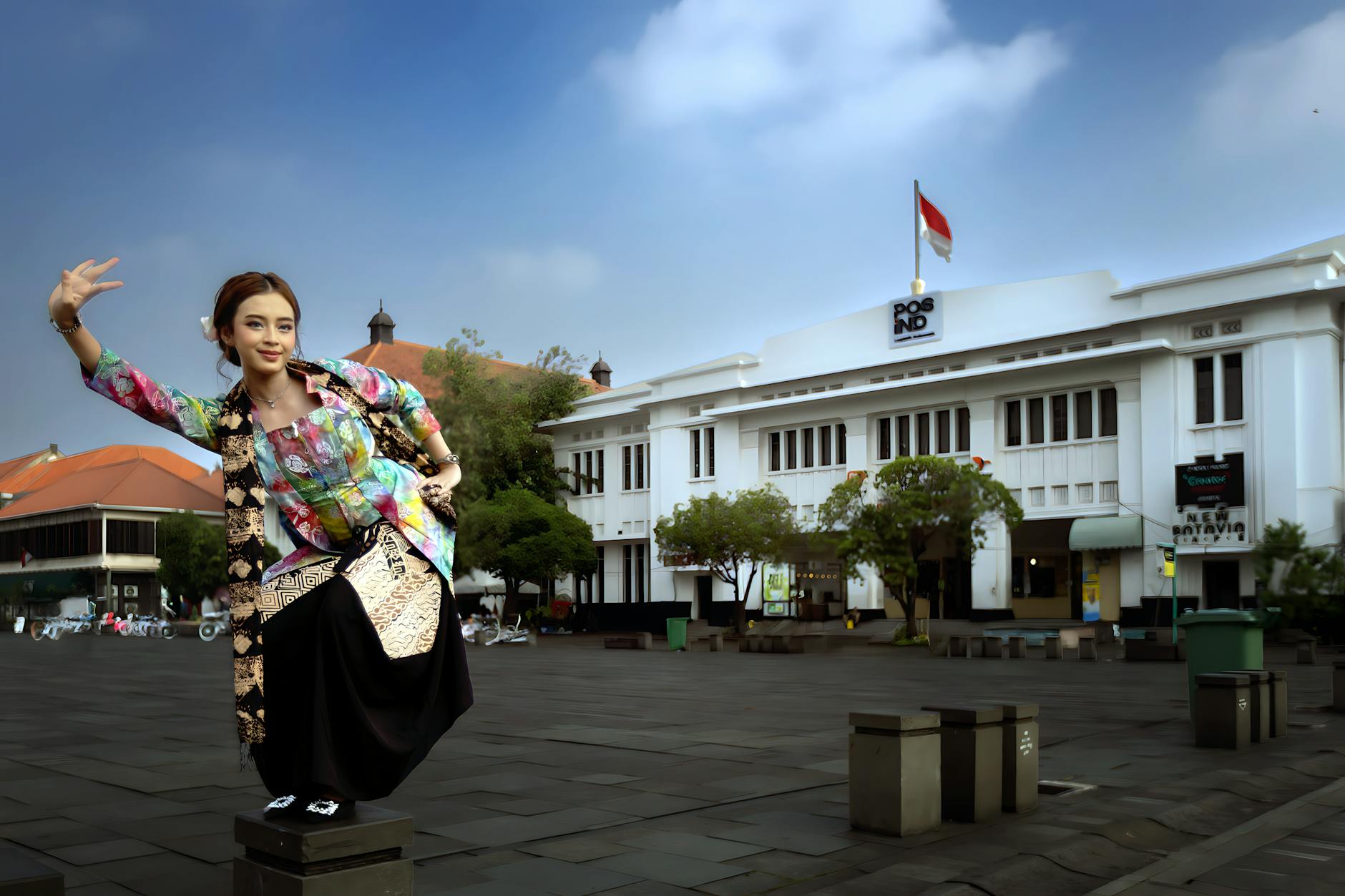 Foto TikToker terkenal Indonesia sedang menari di panggung, menampilkan gaya unik dan ekspresi enerjik.