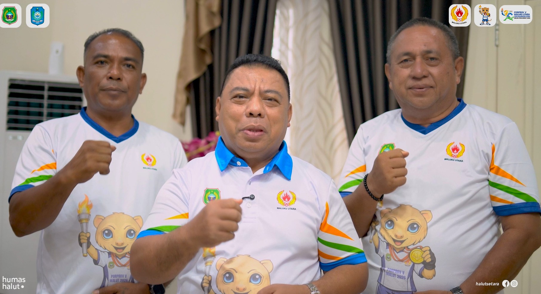 Bupati Halmahera Utara Dr. Piet Hein Babua (tengah) bersama Sekkum KONI Roby N. Pangety (kiri) dan Ketua Paniti Lokal Porprov Malut Yudhiahart Noya (kanan). Foto Istimewa