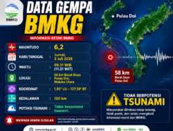 Gempa M6,2 Guncang Pulau Doi, BMKG: Tak Berpotensi Tsunami