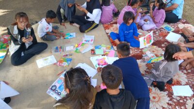 Pojok Kreatif Anak Jadi Magnet Festival Lentera Hibualamo 2026, Puluhan Bocah Asyik Menggambar dan Berkreasi